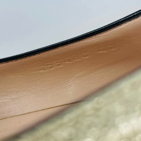 Gucci Gold Metallic leather GG fringe Marmont 30mm Heeled Loafer pumps EU 41 - Picture 11 of 12